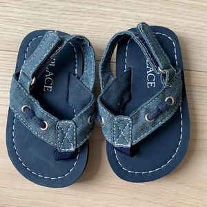 Childrens Place Navy Blue Denim Sandals with Adjustable Strap
